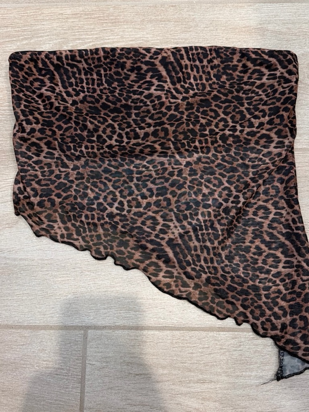 Edikted Brown and Black Leopard Print Strapless Crop Top